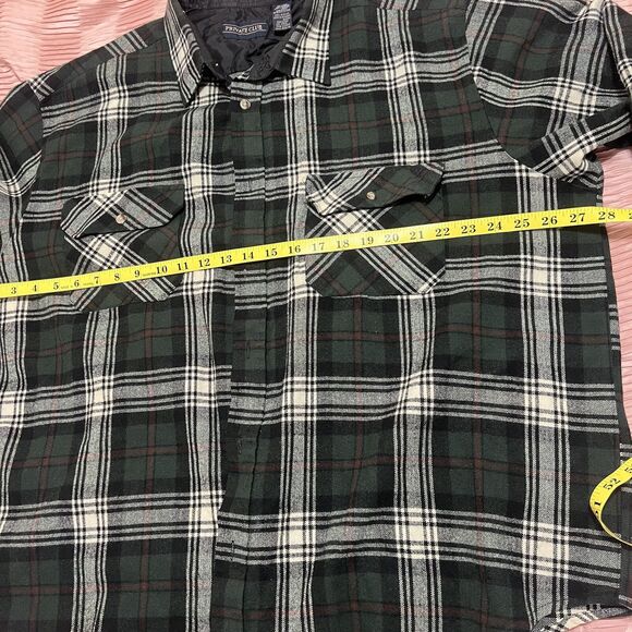 Vintage Private Club Mens Button Down Flannel Shirt 2XL Plaid Black Green - Picture 4 of 8